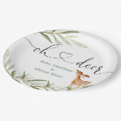 オーディア金ゴールドの緑の鹿の赤ちゃんシャワー ペーパープレート (アングル)