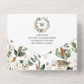 オーディア |甘い白いフローラ緑の赤ちゃんシャワー オールインワン招待状 (裏面)