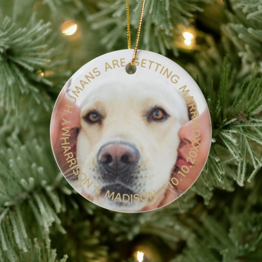 オーディエンス発表 カスタム写真 犬 クリスマス セラミックオーナメント (ツリー)