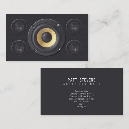 オーディオエンジニアポストプロダクションラウドスピーカー 名刺 (正面/裏面)
