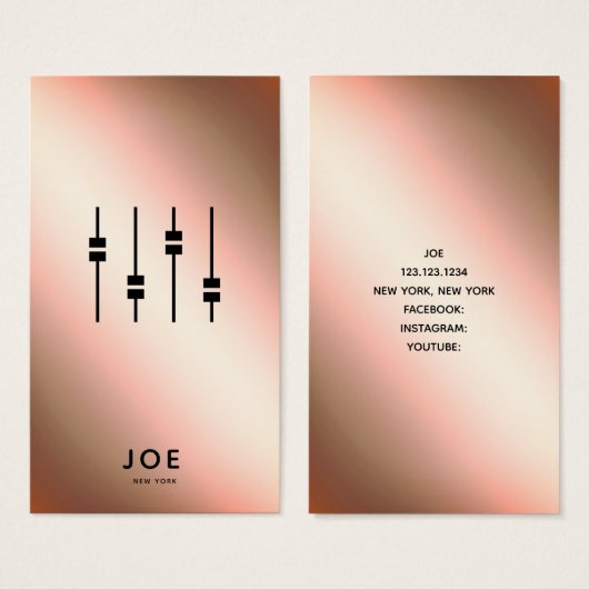 オーディオエンジニア |バラフェイク金ゴールド名刺 (正面&裏面)