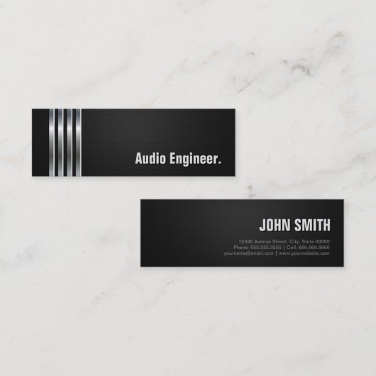 オーディオエンジニア - ブラックシルバーストライプ スキニー名刺 (正面/裏面)
