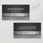 オーディオエンジニア – 木材と金属の外観 名刺 (正面/裏面)