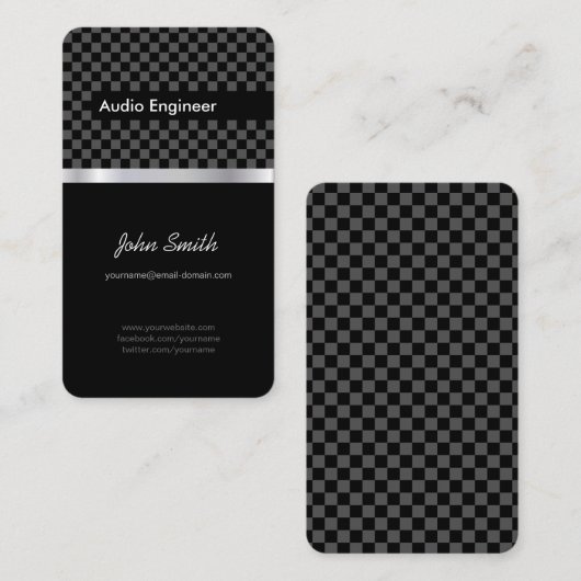 オーディオエンジニエレガントア – 黒シルバースクウェア 名刺 (正面/裏面)