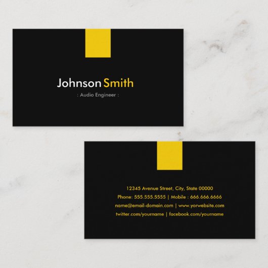 オーディオエンジニモダンア – 黄色 名刺 (正面/裏面)