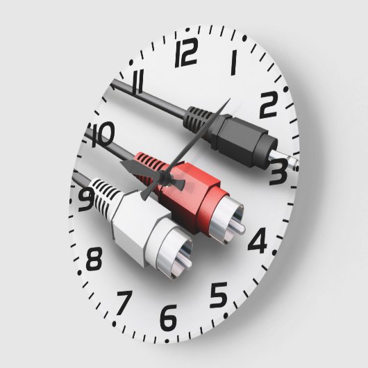 オーディオケーブルヴィンテージ技術 ラージ壁時計 (傾斜)