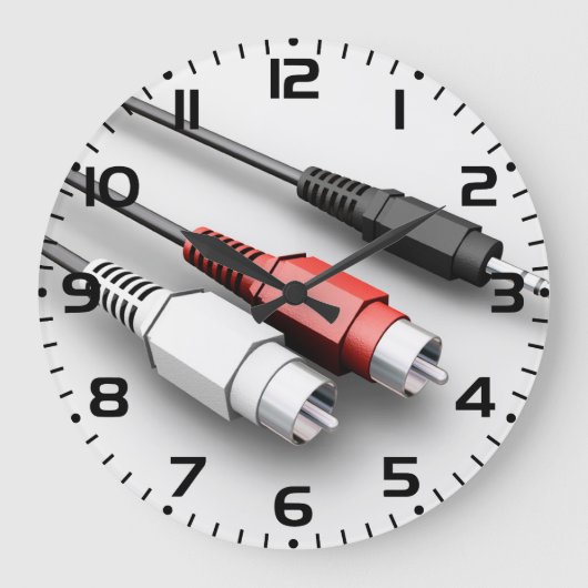 オーディオケーブルヴィンテージ技術 ラージ壁時計 (正面)