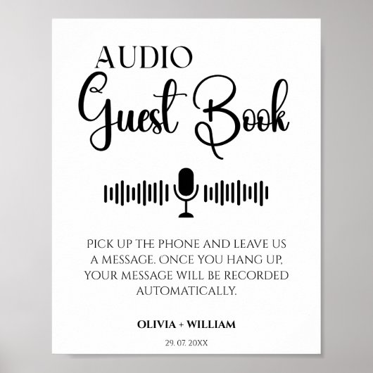 オーディオゲストブックエレガントなウェディングサイン ポスター (正面)