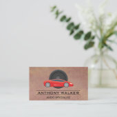 オーディオスピーカー | レッドスポーツカー 名刺 (スタンド正面)