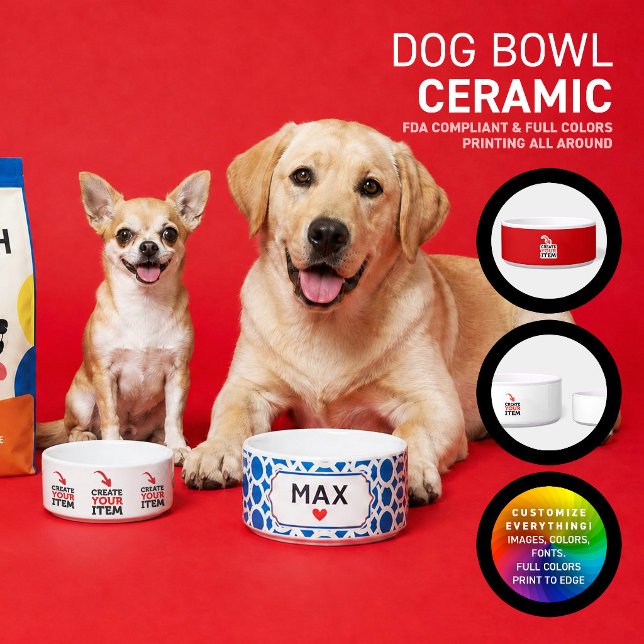 オーディオ+デザインカスタム犬 ボウル (Create and print your personalized dog and cat water & food bowl, full colors. Design all online!)