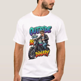 オーディナリーを越えてライドせよ メンズ モーターサイクル Tシャツ