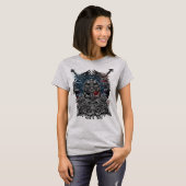 オーディンのワタリガラスと剣 バイキング神話 アメリカ国旗 Tシャツ (正面フル)