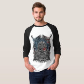 オーディンのワタリガラスと剣 バイキング神話 アメリカ国旗 Tシャツ (正面フル)