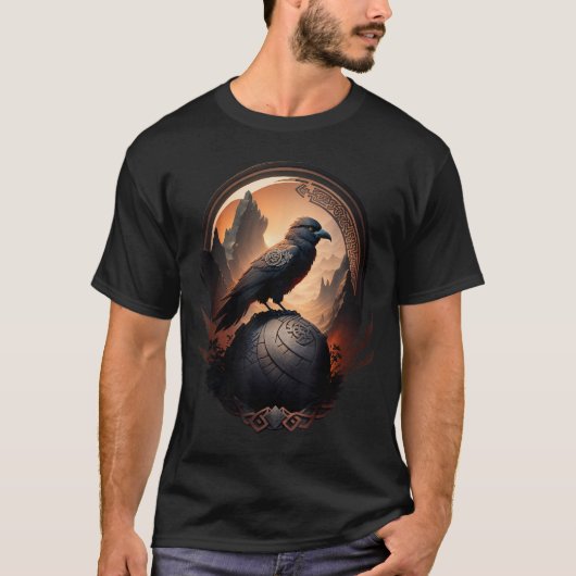 オーディンのワタリガラス ノースマン ヴァルハラ 北欧神話 Tシャツ (正面)