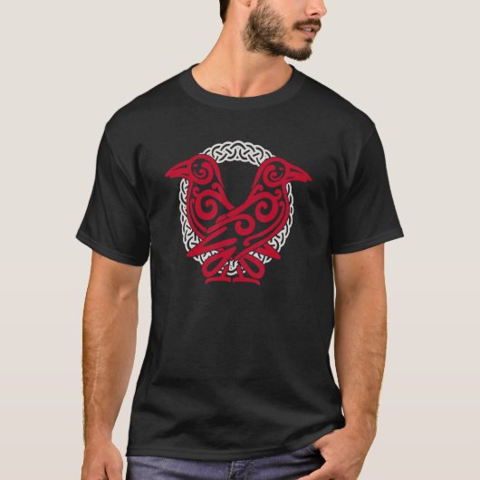 オーディンのワタリガラス フーギン&ムニン Tシャツ (正面)