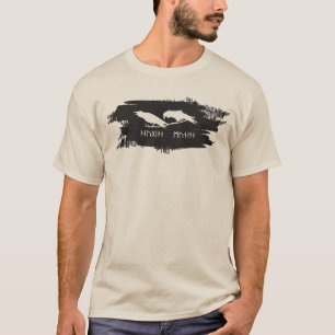 オーディンのワタリガラス+ヴィキングの神話+ルーン文字 Tシャツ