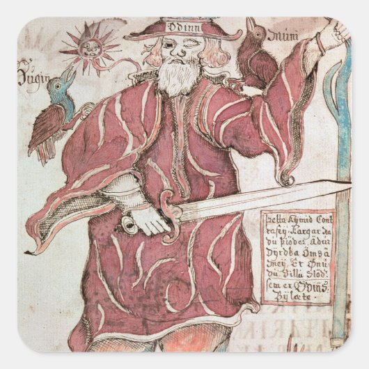 オーディン、フギンとムニンの二羽のカラス スクエアシール (正面)