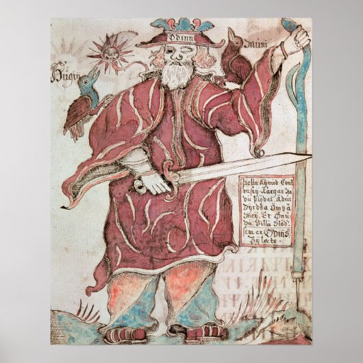 オーディン、フギンとムニンの二羽のカラス ポスター (正面)