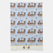 オーデザナツクラッカーブルーシーンアイボリーアクセント キッチンタオル (縦)