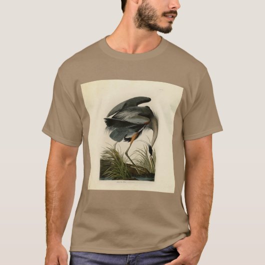 オーデュボン アオサギ 湿地の鳥 Tシャツ (正面)
