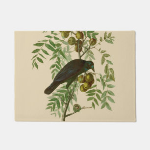 オーデュボン ムラサキツヤクワガタ 鳥のプリント ビンテージ植物学 ドアマット