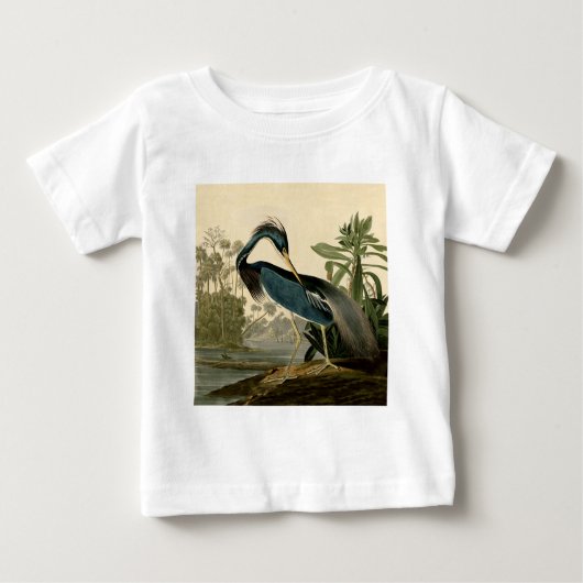 オーデュボン ルイジアナサギ 鳥 アメリカ アート ベビーTシャツ (正面)