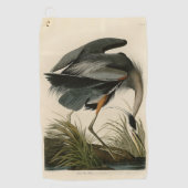 オーデュボン 大型青サギ 湿地の鳥 ゴルフタオル (正面)