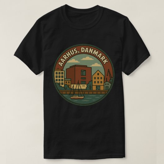 オーデンセ デンマークの街並み Tシャツ (デザイン正面)
