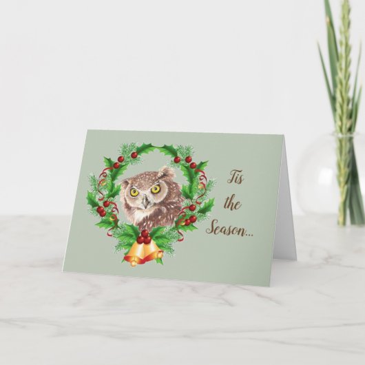 オートおもしろいトードユーモア付きクリスマスフクロウ シーズンカード (正面)
