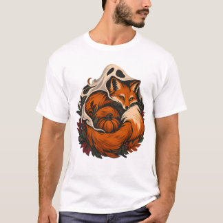 オートゥムンゴーストフォックス ハロウィンTシャツデザイン Tシャツ