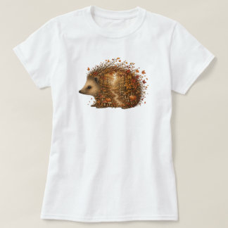オートゥムンヘッジホッグフォレストシルエットアート Tシャツ