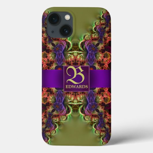 オートゥムン・フォレスト・レース・フラクタルアート グリーン パープル Case-Mate iPhoneケース (裏面)
