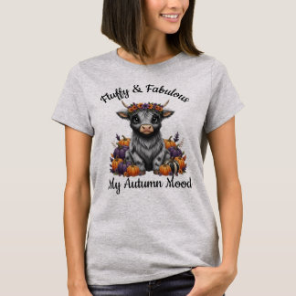 オートゥムン・ムード かわいいハイランドコウ＆パンプキンTシャツ Tシャツ