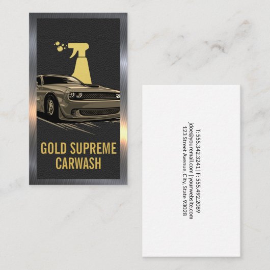 オートウォッシュ|マッスルカー |レザーメタリック 名刺 (正面/裏面)