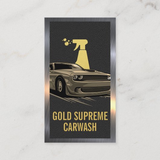 オートウォッシュ|マッスルカー |レザーメタリック 名刺 (正面)
