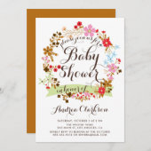 オートカラフルムフローラリース秋ベビーシャワー 招待状 (正面/裏面)