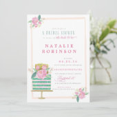 オートクチュールのケーキのブライダルシャワーの招待状-ティール(緑がかった色) 招待状 (スタンド正面)