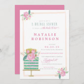 オートクチュールのケーキのブライダルシャワーの招待状-ティール(緑がかった色) 招待状 (正面/裏面)