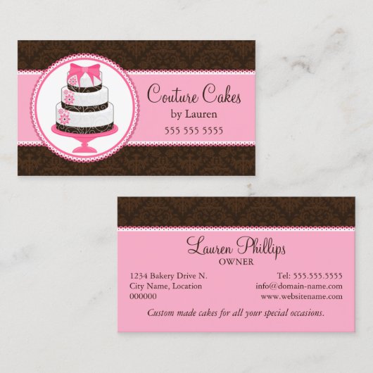 オートクチュールのケーキのベーカリー 名刺 (正面/裏面)