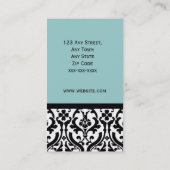 オートクチュールのサロンのダマスク織の青い名刺 名刺 (裏面)