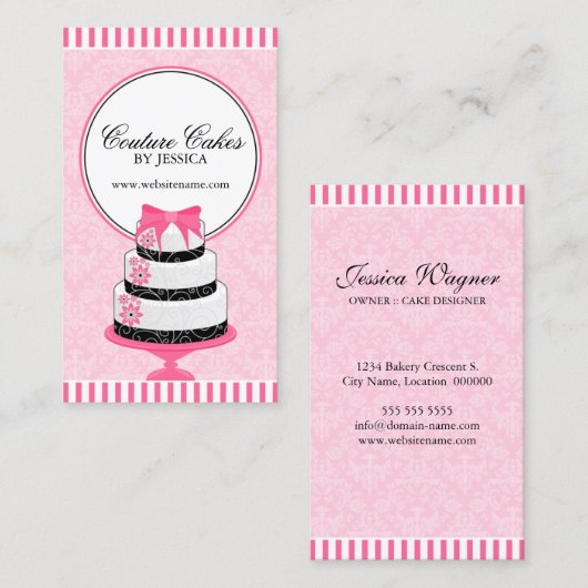 オートクチュールはベーカリーのピンクを固めます 名刺 (正面/裏面)