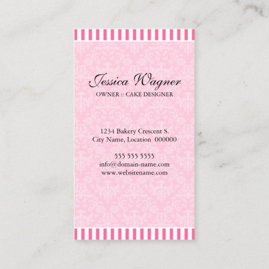 オートクチュールはベーカリーのピンクを固めます 名刺 (裏面)