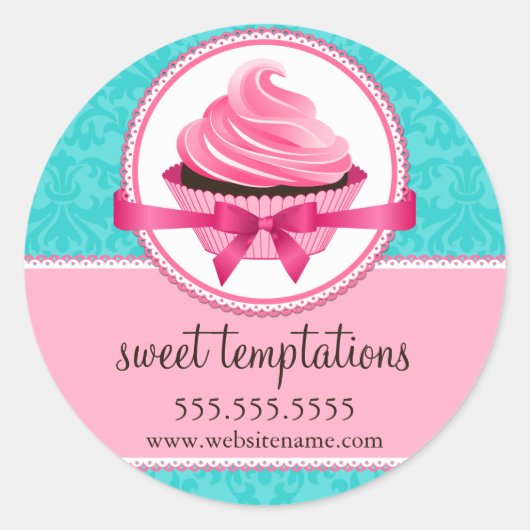 オートクチュールカップケーキベーカリーボックスシール ラウンドシール (正面)