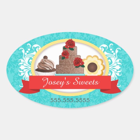 オートクチュールカップケーキベーカリーボックスシール 楕円形シール (正面)