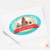 オートクチュールカップケーキベーカリーボックスシール 楕円形シール (封筒)