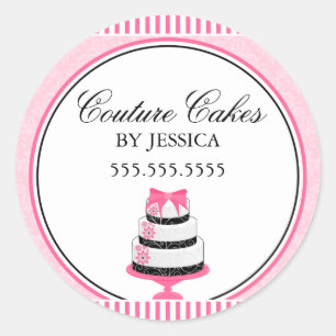 オートクチュールケーキピンクベーカリーボックスシール ラウンドシール