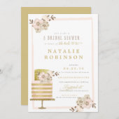 オートクチュールケーキブライダルシャワー招待-金ゴールド 招待状 (正面/裏面)