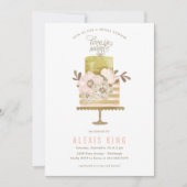 オートクチュールケーキ金ゴールドブライダルシャワー招待 招待状 (正面)