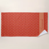 オートクチュールダマスクCorymbiaオレンジのダイヤモンドパターン ビーチタオル (正面)