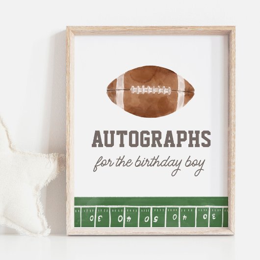 オートグラフフットボール誕生日パーティーのサイン ポスター